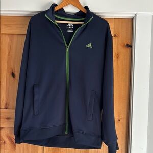 Adidas Navy and Green Lightweight Sweatshirt